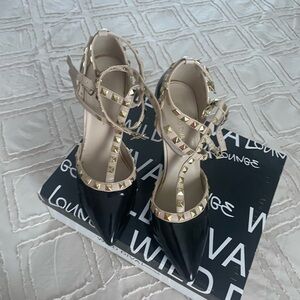 Black and Gold Studded Women's Heels